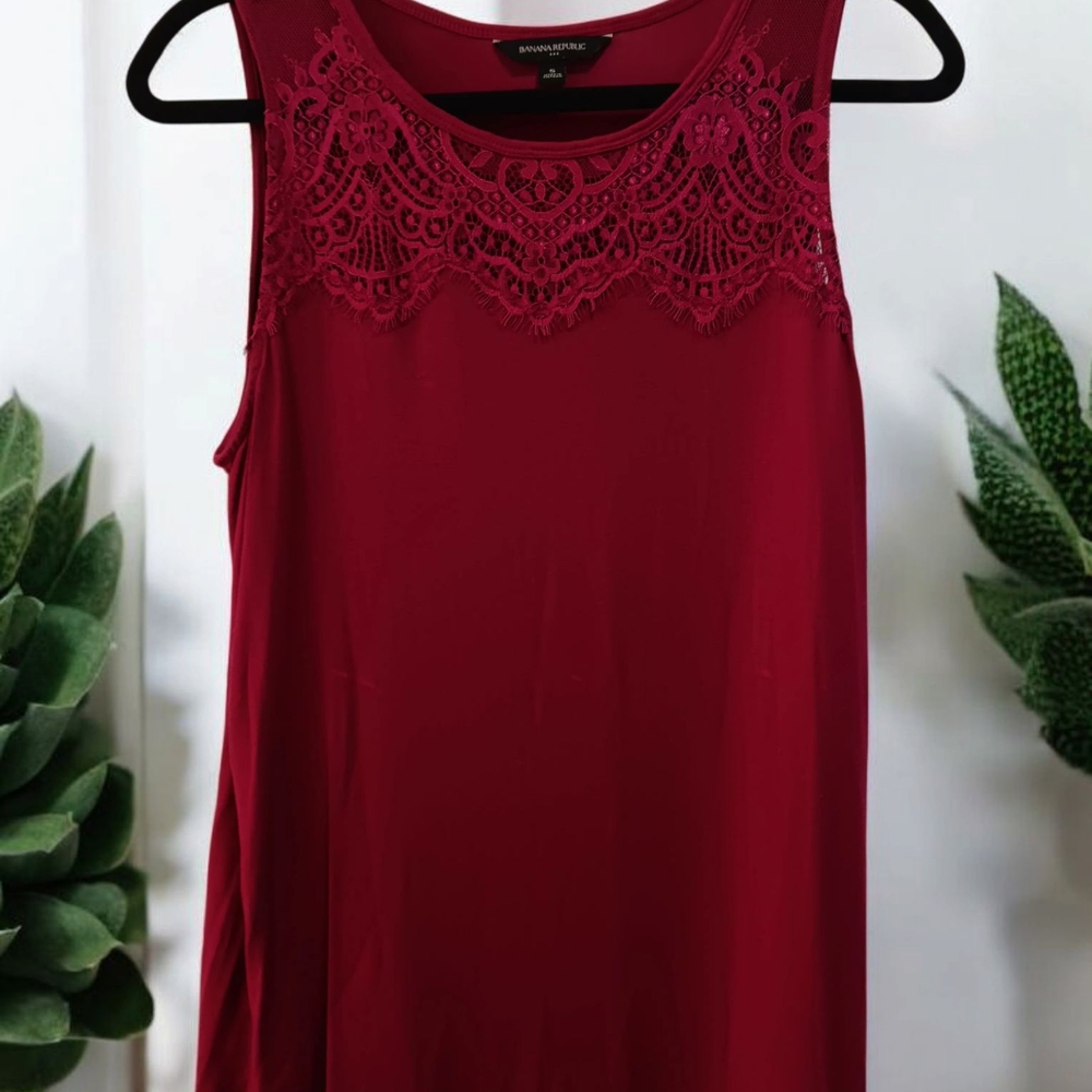 Banana Republic Red Sleeveless Top with Lace Detail